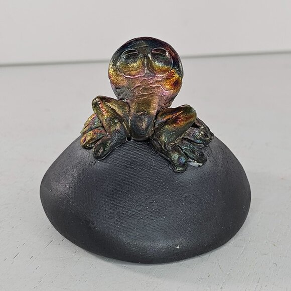 Vintage Van Hooser Raku Pottery Frog Sculpture Signed - Picture 2 of 8